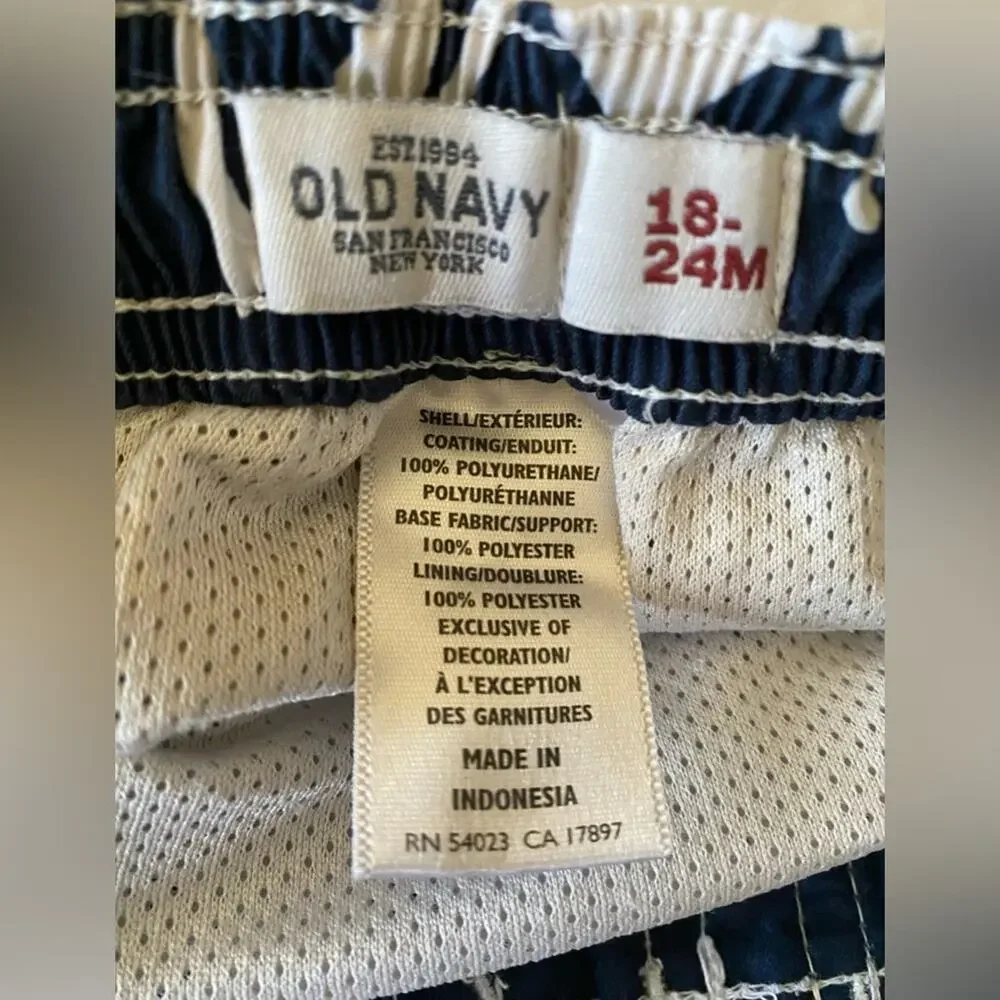 Blue and White Old Navy 18-24 months swim trunks mesh liner
